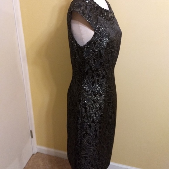Spense black metallic Paisley dress sz 6  *2 - Picture 6 of 6